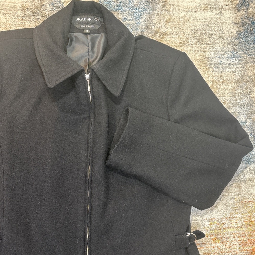 Braybrook‎ Womens 12 Black Wool Jacket Minimalist Old Money Luxury Classic